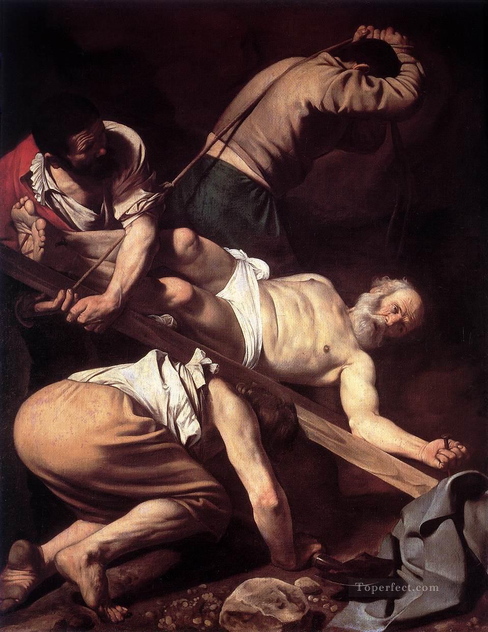 Die Kreuzigung des Heiligen Petrus Religiosen Caravaggio Religiosen Christentum Ölgemälde